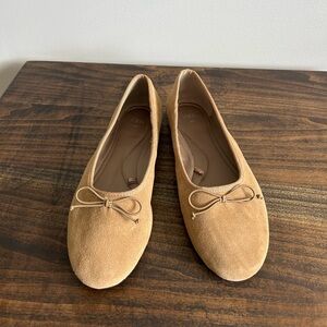 Zara Tan Suede Ballet Flats, Size 38.